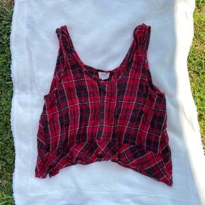 PacSun LA Hearts Crop Flannel Tank Top